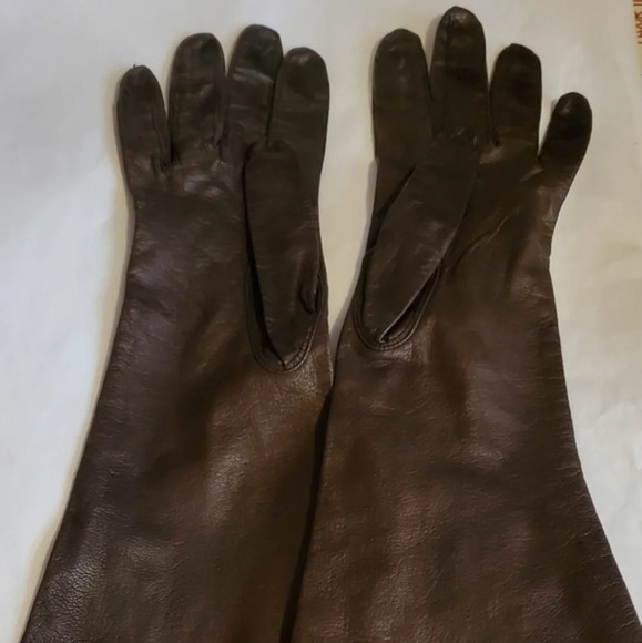 Vintage Brown Mid‎ Length leather gloves 6.34 - Picture 3 of 13